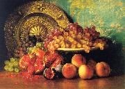 George Henry Hall Figs, Pomegranates, Grapes and Brass Plate oil painting artist